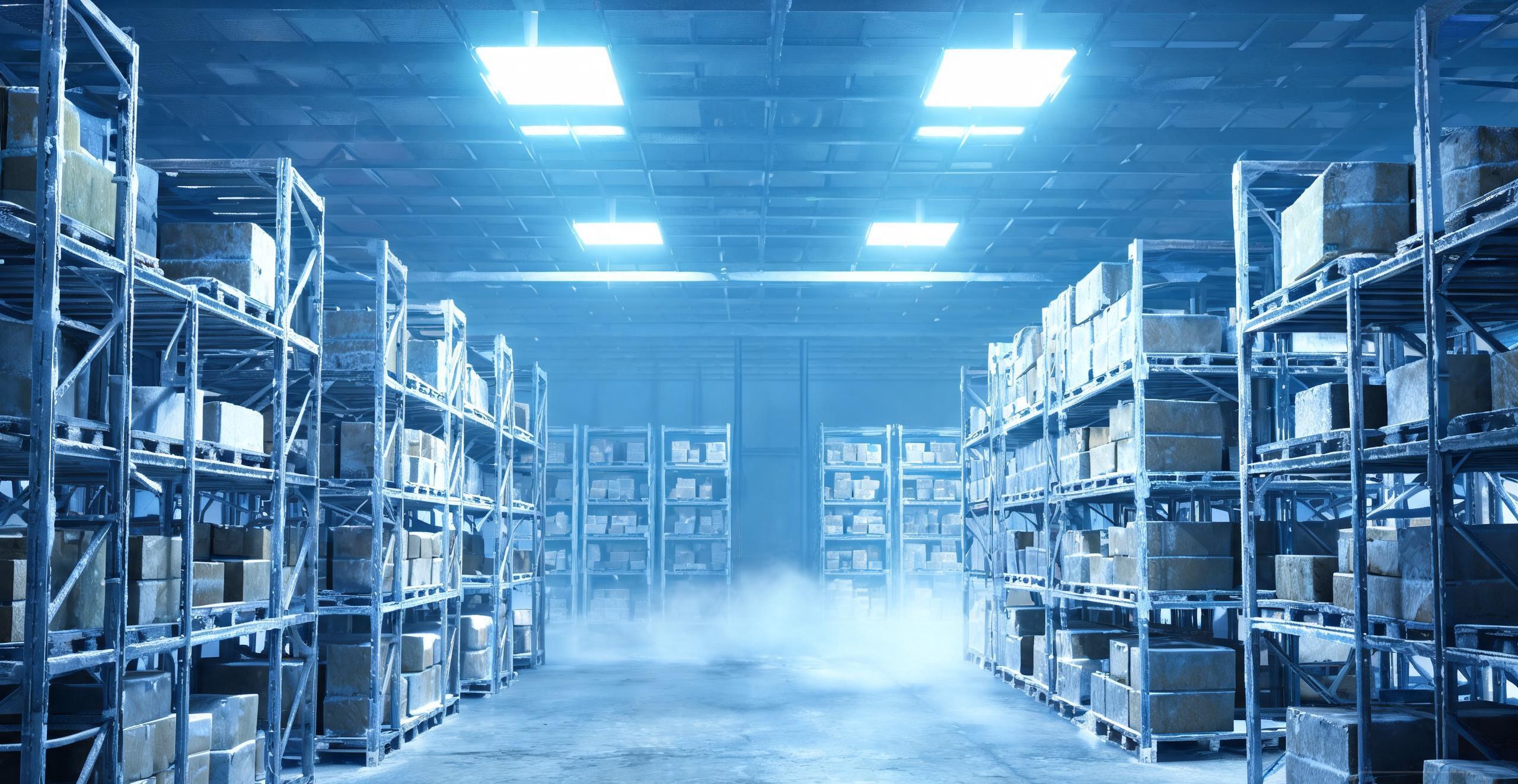 LED lighting operating reliably inside a -30C deep freeze room for frozen food storage
