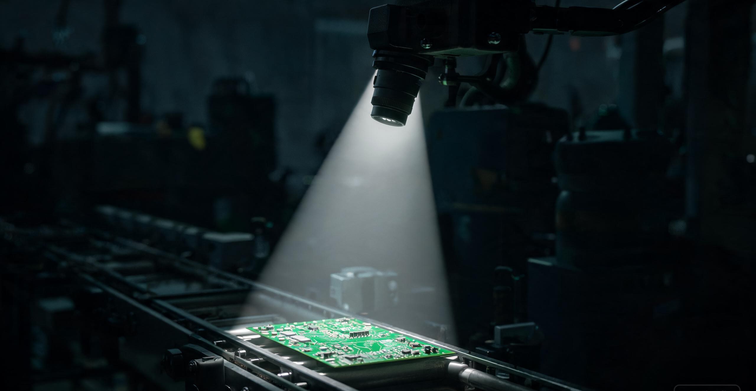 Machine vision LED strobe illumination freezing high-speed bottle cap inspection on a production line