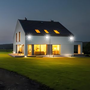 Solar flood light providing high‑brightness, energy‑saving outdoor illumination