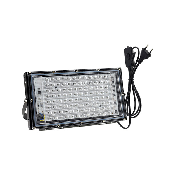 The image shows UV flood light 100W European plug of China QUEENDOM Company.